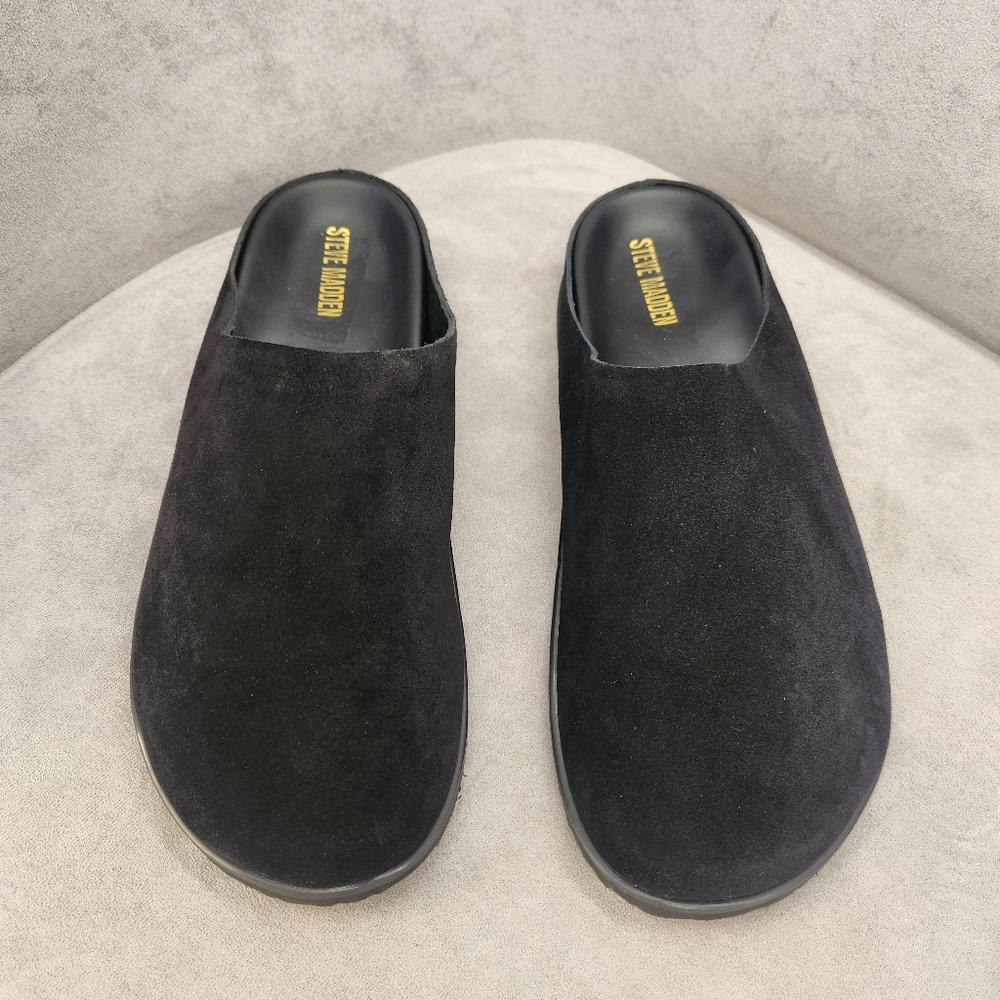 Steve Madden Mules Men's 12 Black Suede Luis Slippers Comfort Loafers New $100